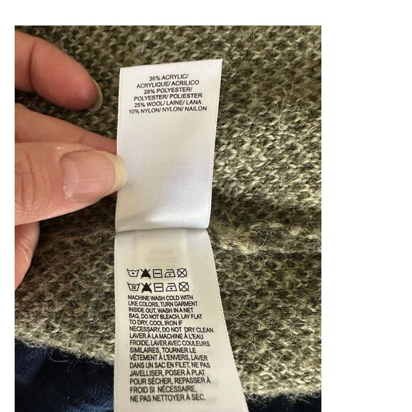 Lucky Brand Cardigan Sweater Women's S Green Camouflage Knit V-Neck Wool Blend - Picture 4 of 9